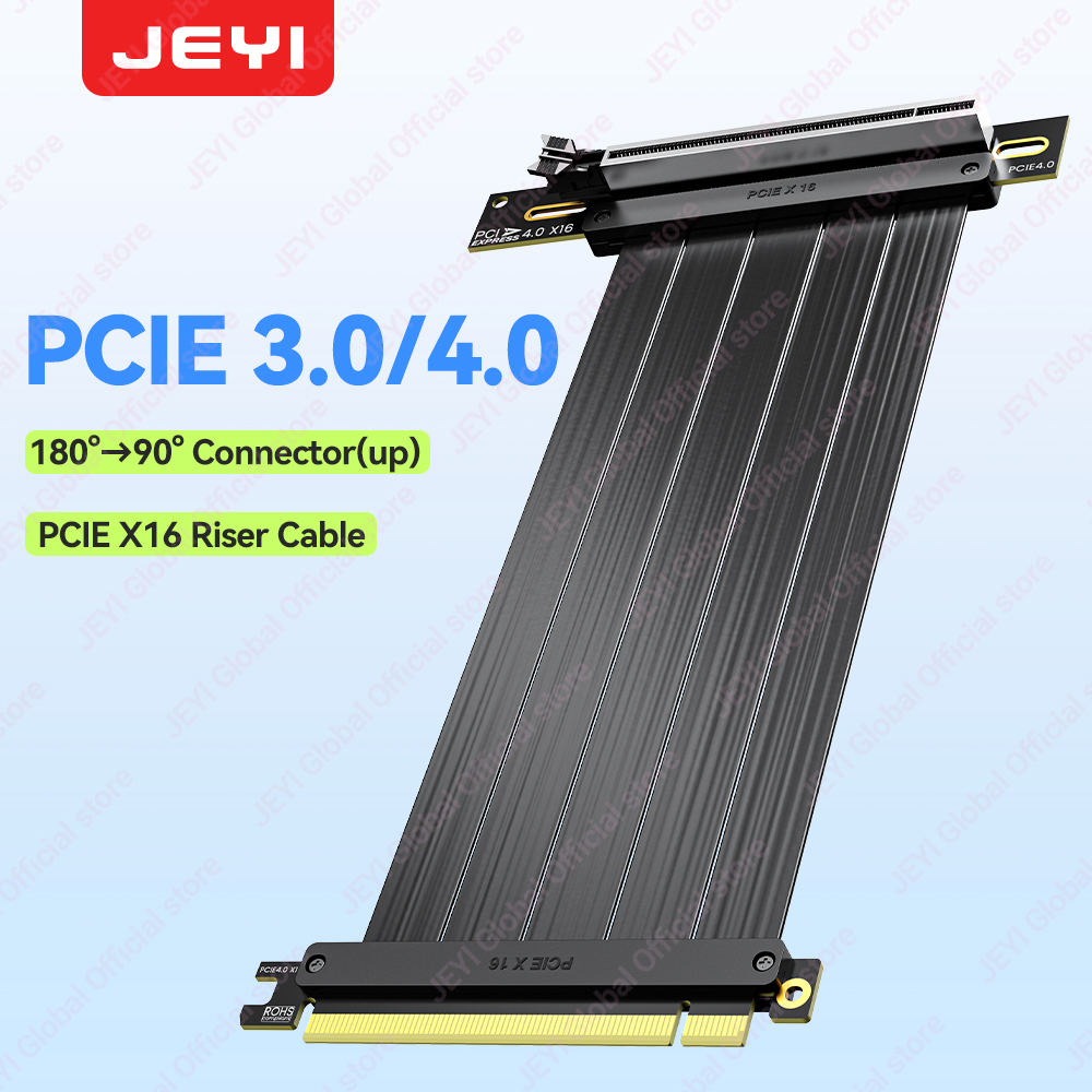 كابل تمديد JEYI PCIe 4.0 بزاوي - مراجعة Pcie 4.0 X16 Riser Cable 90 Degree وسعره