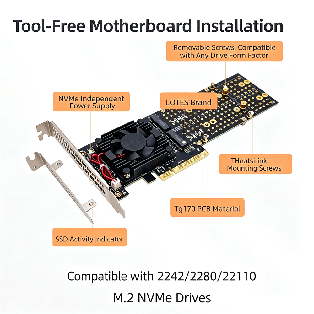 بطاقة توسعة PCIe 3.0 X8 بأربعة - مراجعة Quad M.2 Nvme Pcie Bifurcation Card وسعره